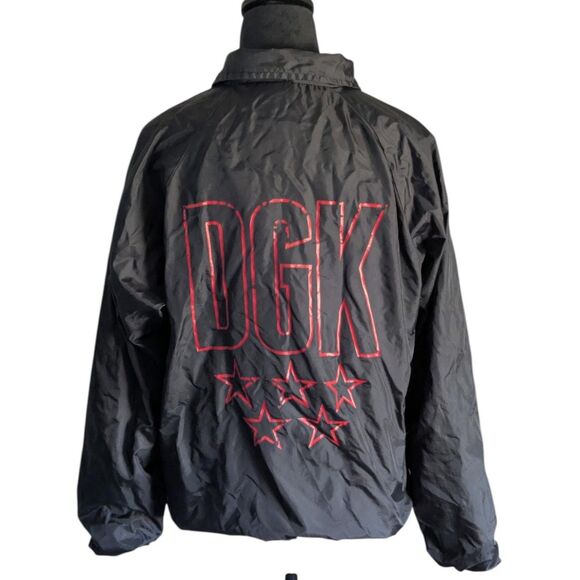 DGK Skate Coaches Jacket S Black Red Stars Streetwear Windbreaker Nylon - Picture 2 of 6